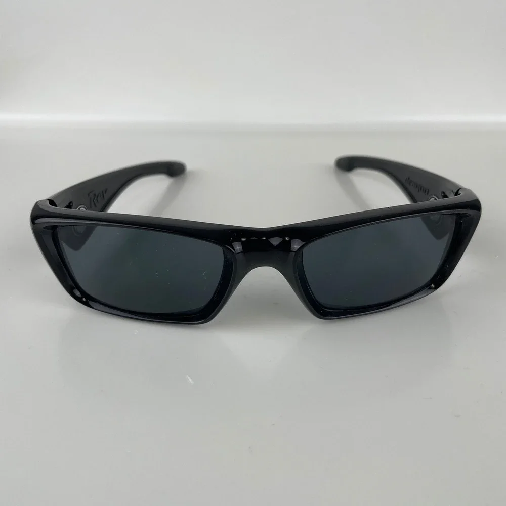 VTG Dragon Alliance Rev Sunglasses Black Wrap Sport Rectangle Silver Y2K 00s USA